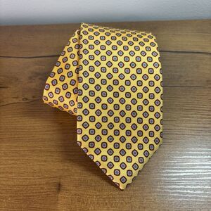 Robert Talbott Men's Tie Maize Yellow Geometric 100% Silk Hand Sewn USA Classic